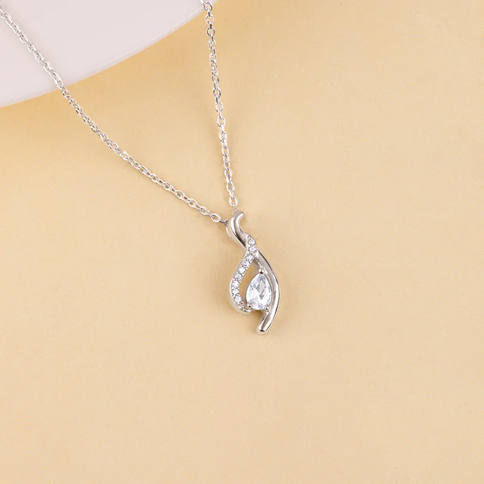 Silver Dancing Swirl Pendant with Link Chain - Image 2