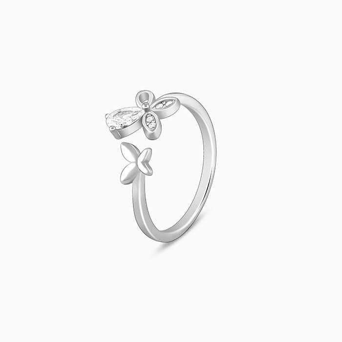 Silver Dazzling Butterfly Ring - Image 4