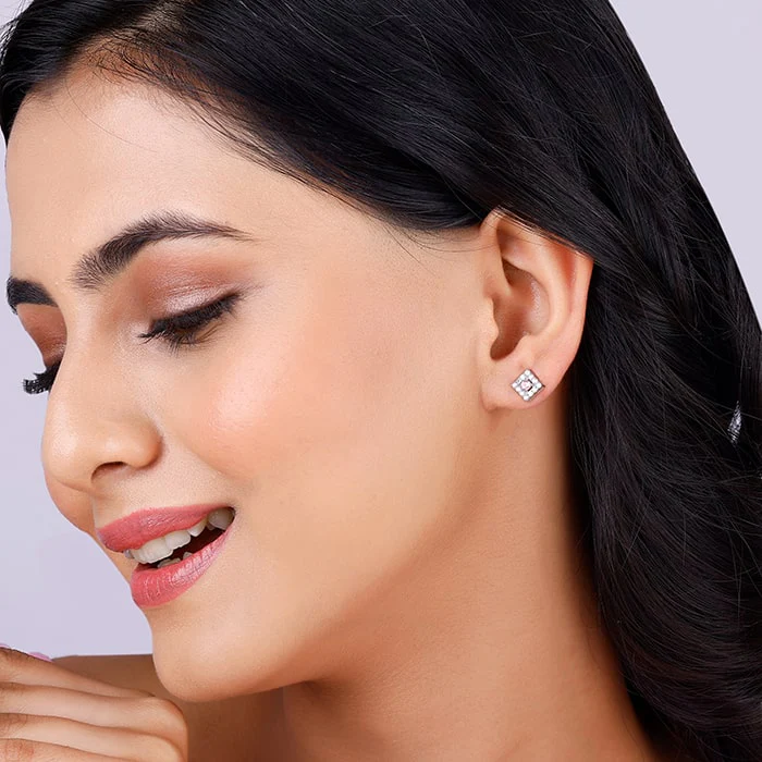 Silver Dazzling Cube Earrings - Image 3