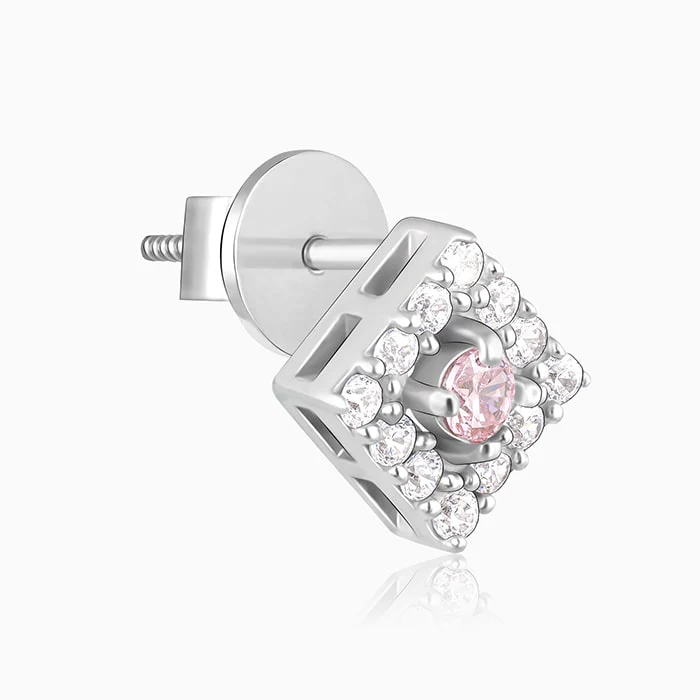 Silver Dazzling Cube Earrings - Image 4