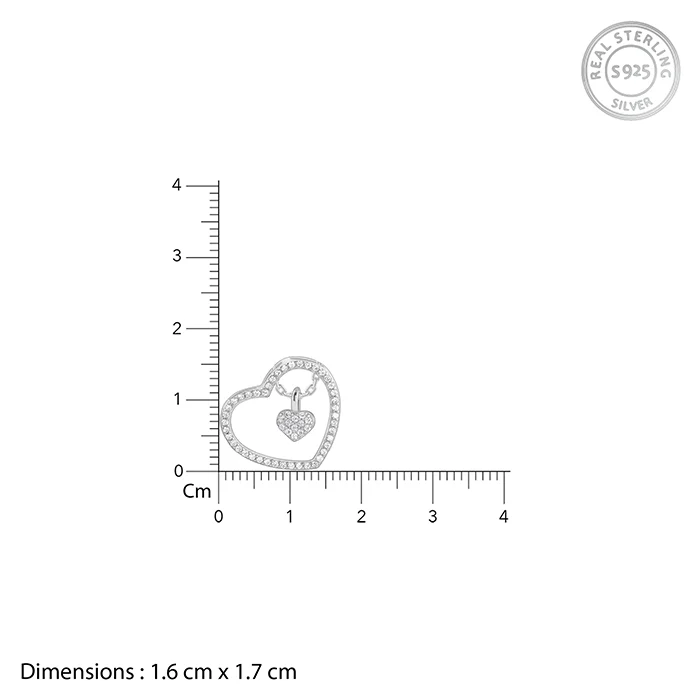 Silver Dazzling Zircon Heart Pendant With Link Chain - Image 5