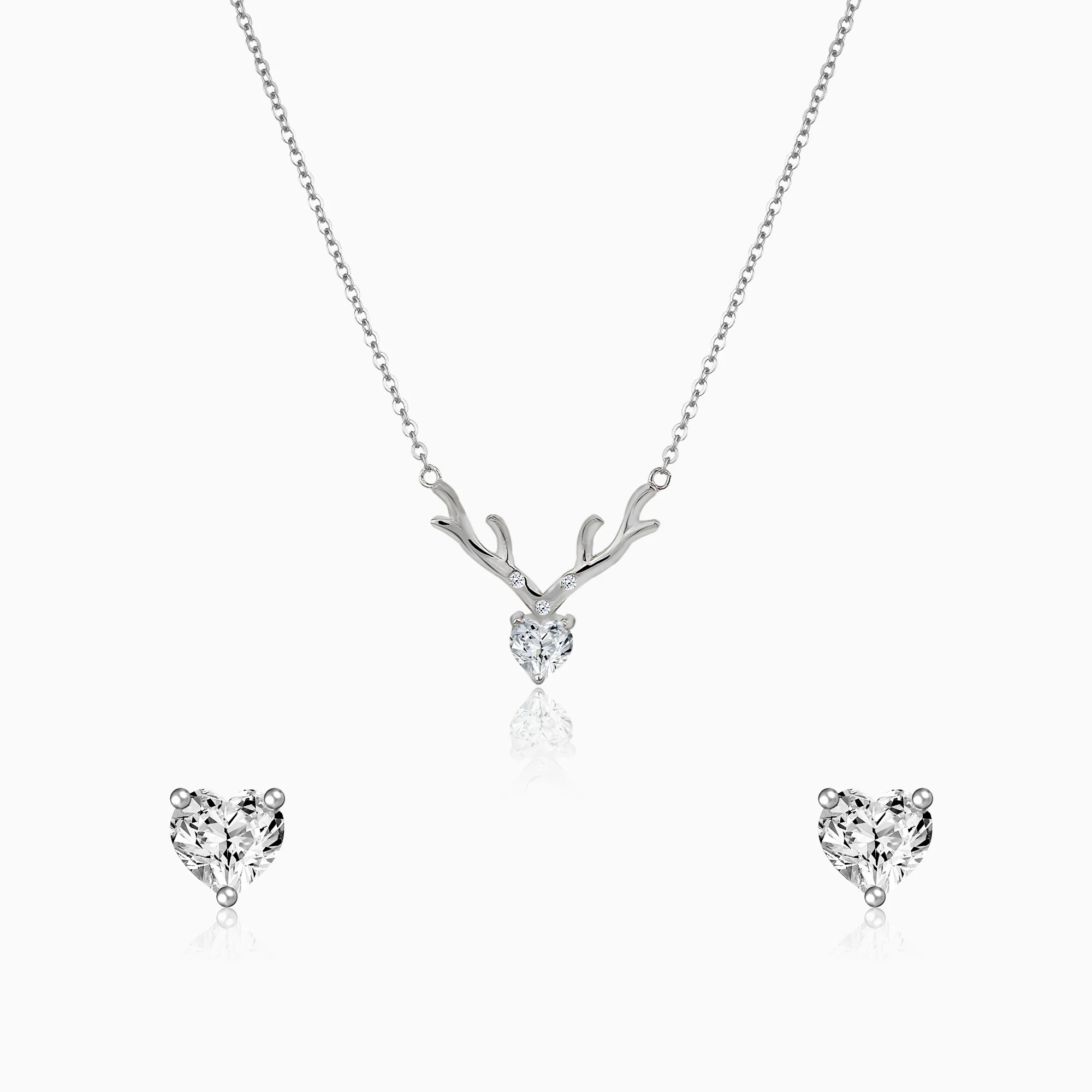 Silver Deer Solitaire Heart Set - Image 5