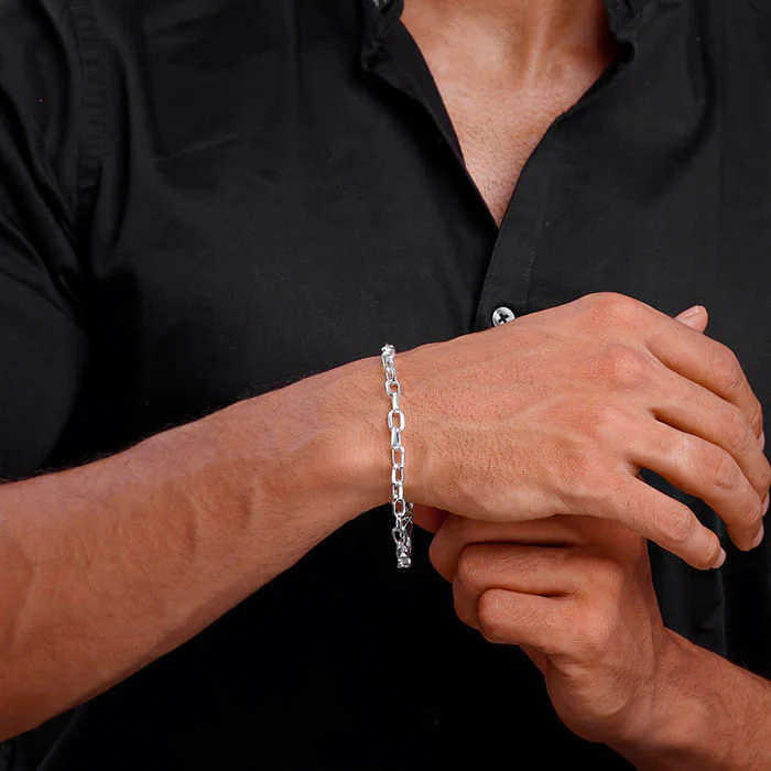 Silver Delink Bracelet For Him - Image 3
