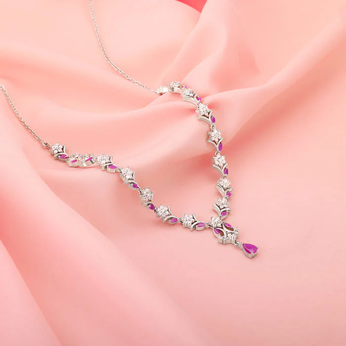 Silver Dewy Blossoms Necklace - Image 2