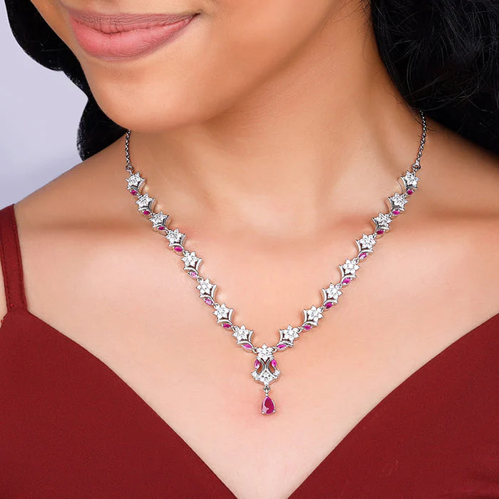 Silver Dewy Blossoms Necklace - Image 3