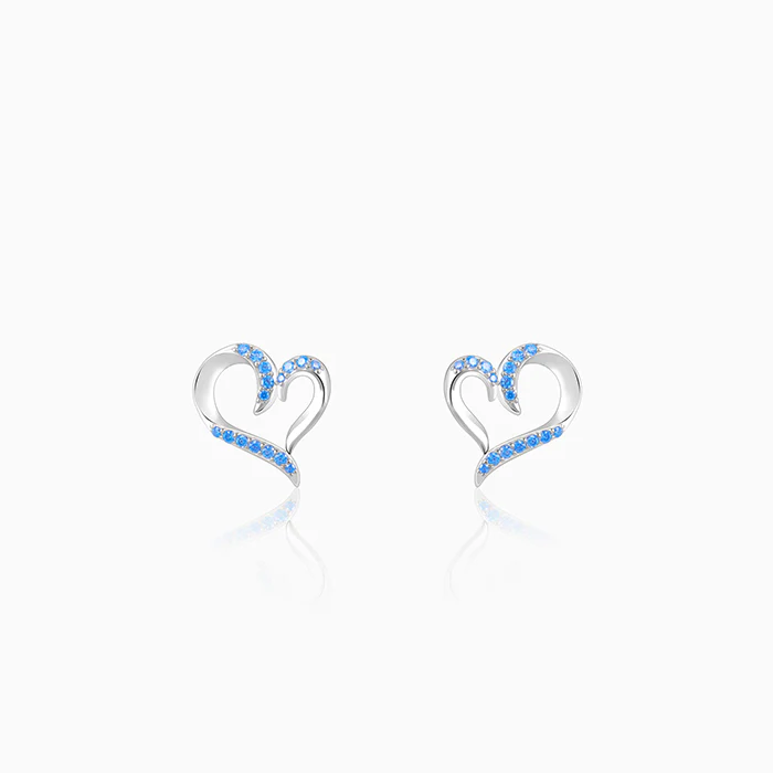 Silver Dewy Heart Studs