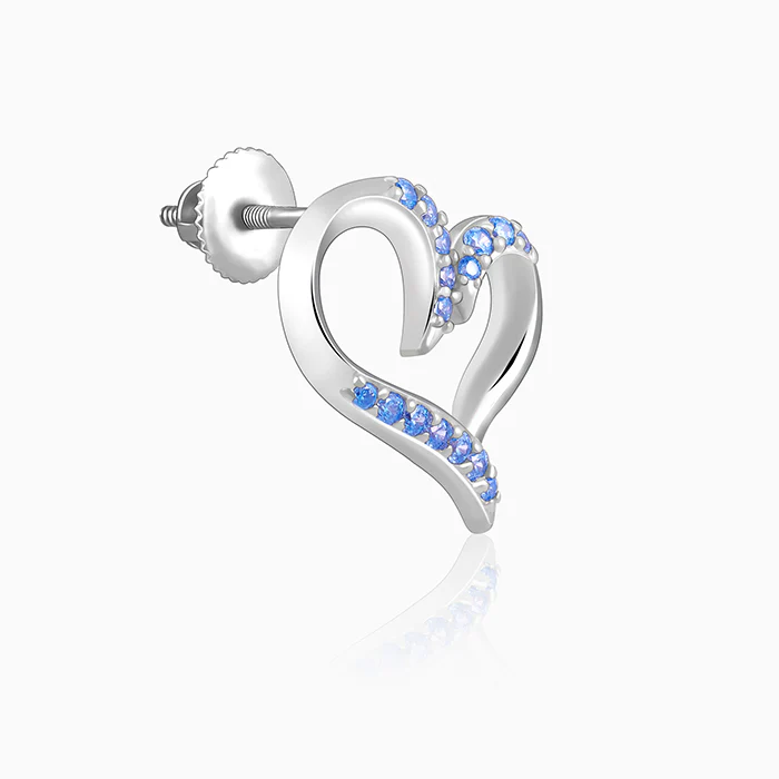 Silver Dewy Heart Studs - Image 4