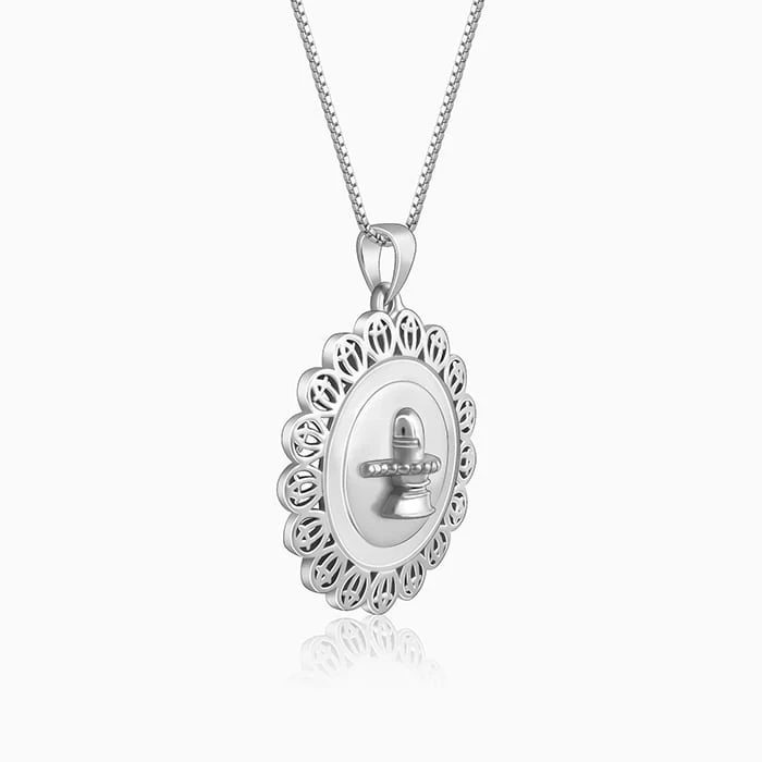 Silver Divine Mahadev Pendant With Box Chain For Him - Image 4