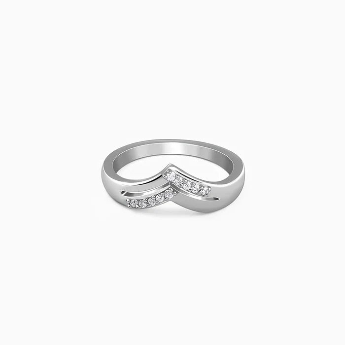 Silver Double Chevron Ring (Size 12)