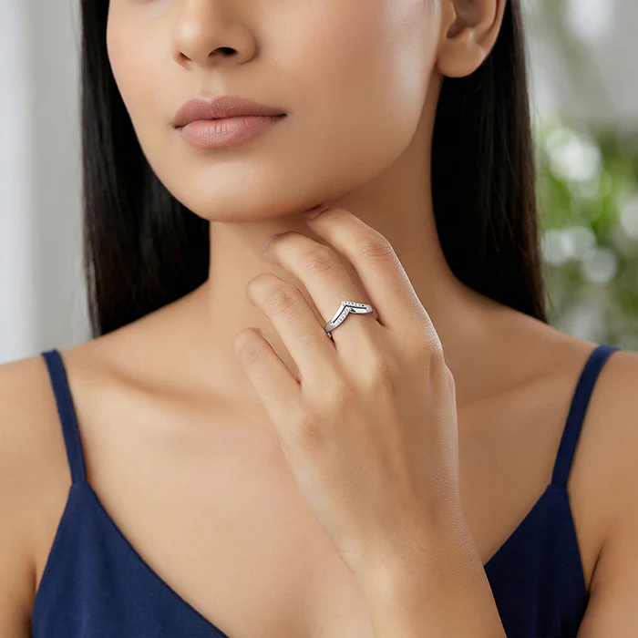 Silver Double Chevron Ring (Size 12) - Image 3