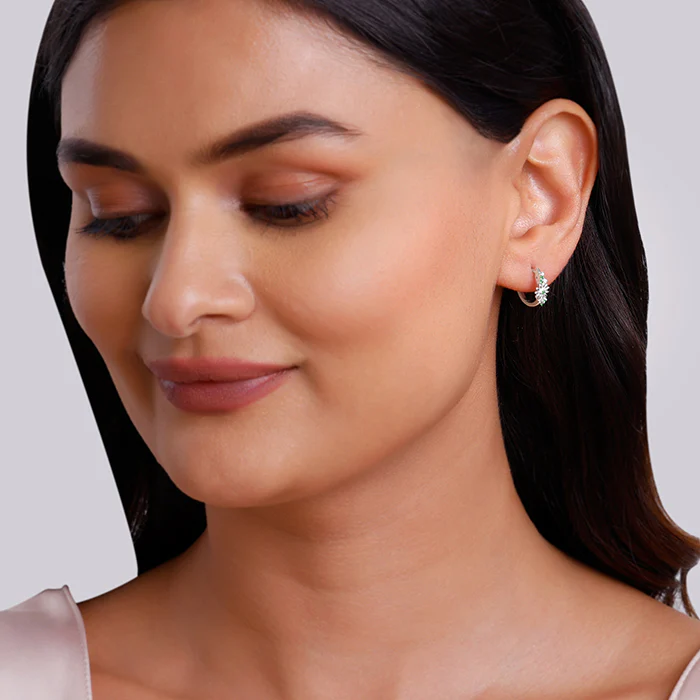 Silver Dreamy Flower Hoop Earrings - Image 3
