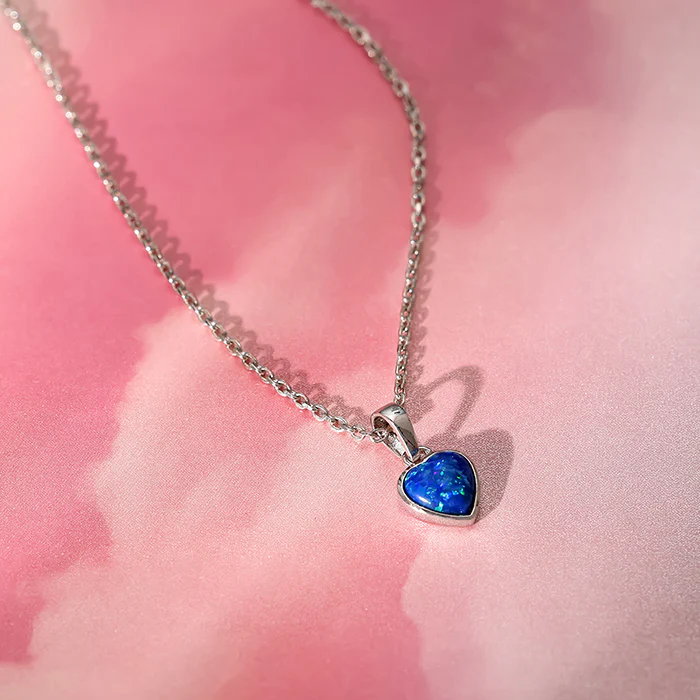Silver Dreamy in Blue Pendant with Link Chain - Image 2