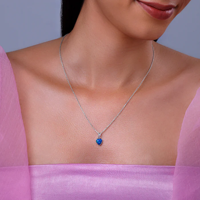Silver Dreamy in Blue Pendant with Link Chain - Image 3