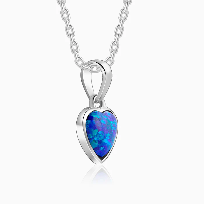 Silver Dreamy in Blue Pendant with Link Chain - Image 4