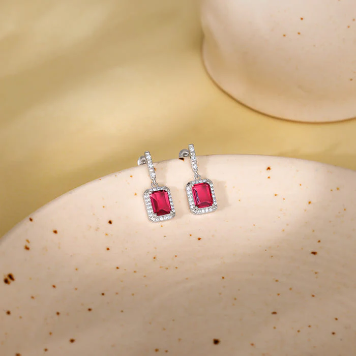 Silver Dreamy Red Earrings - Image 2