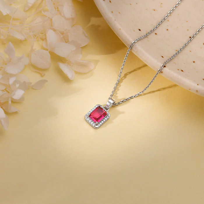 Silver Dreamy Red Pendant With Link Chain - Image 2