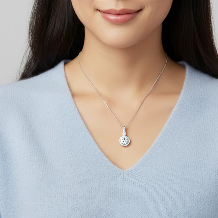 Silver Drizzle Drop Pendant with Box Chain - Image 7