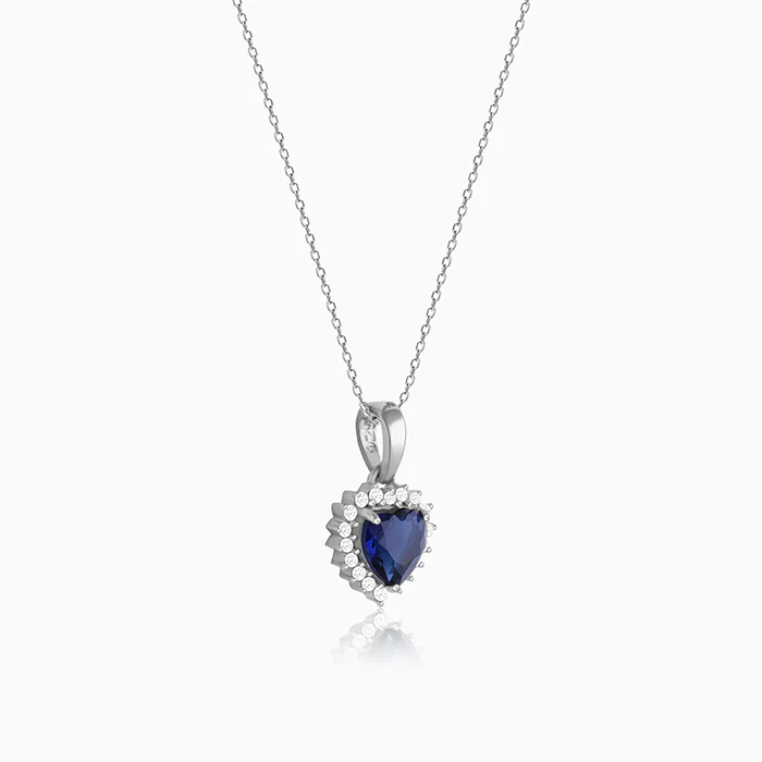 Silver Heart Of The Ocean Pendant With Link Chain - Image 5