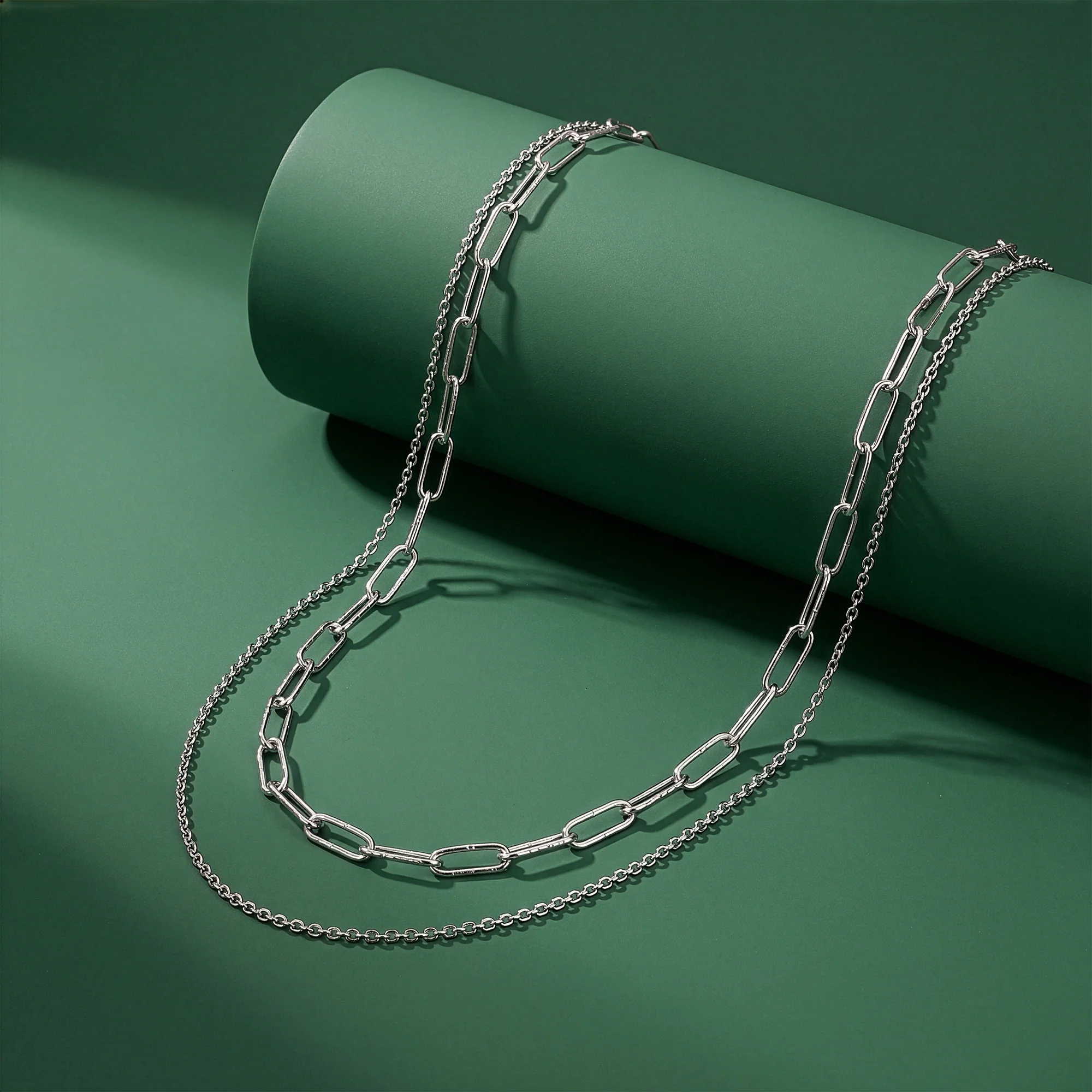 Silver Dual Layer Sparkle Necklace - Image 2