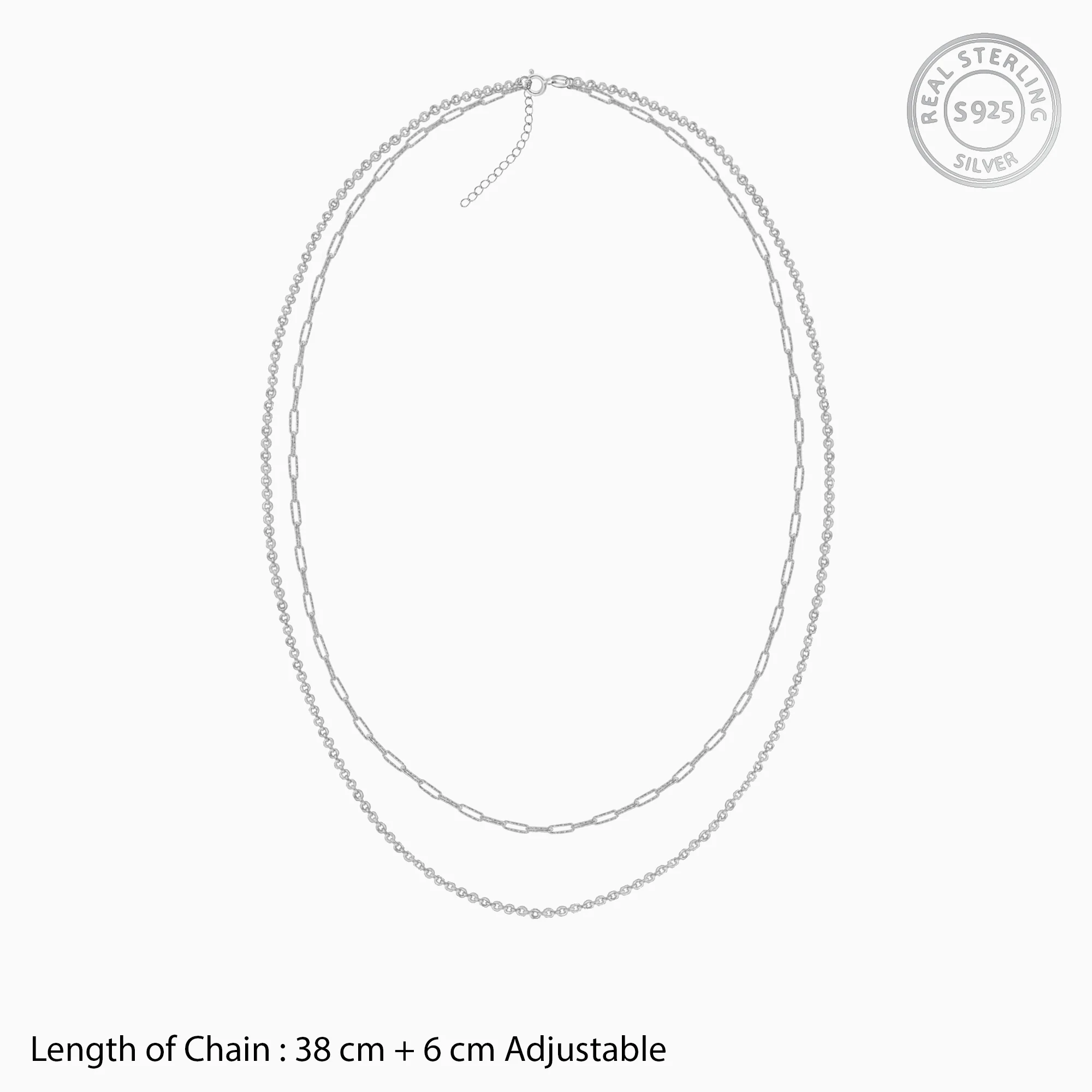Silver Dual Layer Sparkle Necklace - Image 4