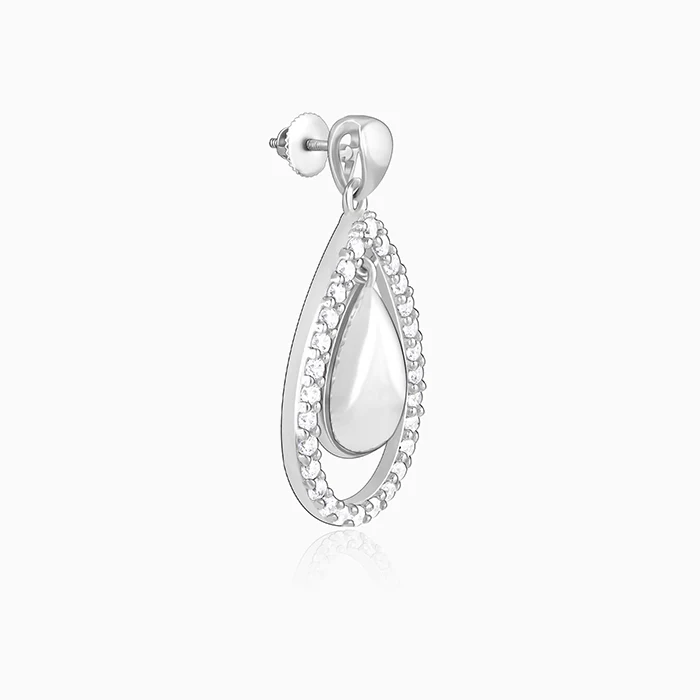 Silver Dual Teardrop Earrings - Image 4