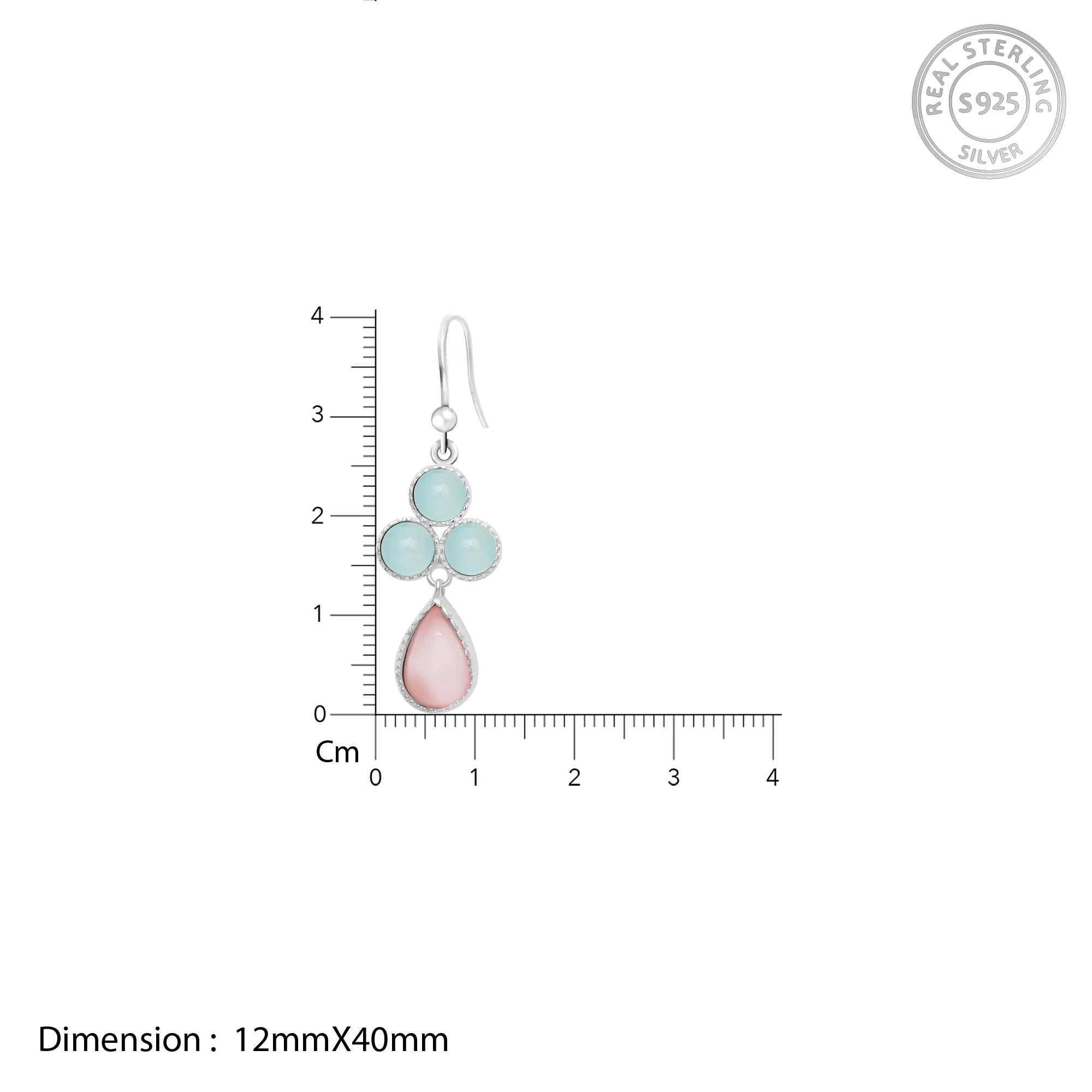 Silver Dual Tone Chalcedony Flower Drop Earrings - Image 4