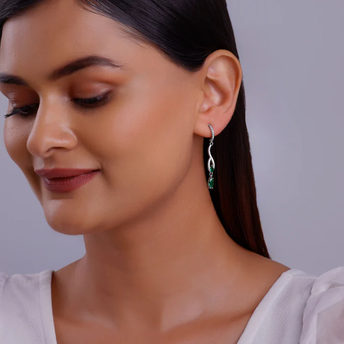 Silver Dynamic Drop Earrings - Image 3