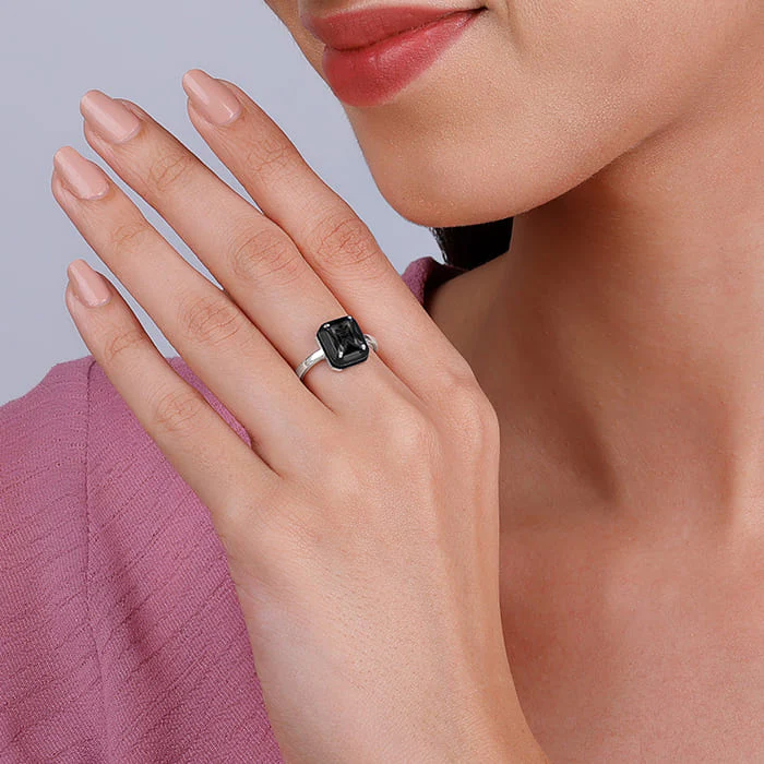 Silver Ebon Black Ring - Image 3