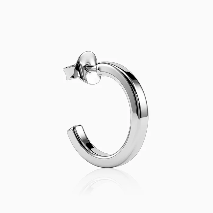 Silver Edge Half Hoop Earrings - Image 4