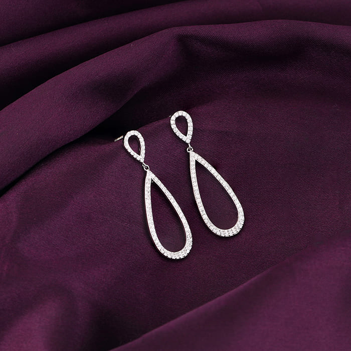 Anushka Sharma Silver Elegant Drop Earrings - Image 2