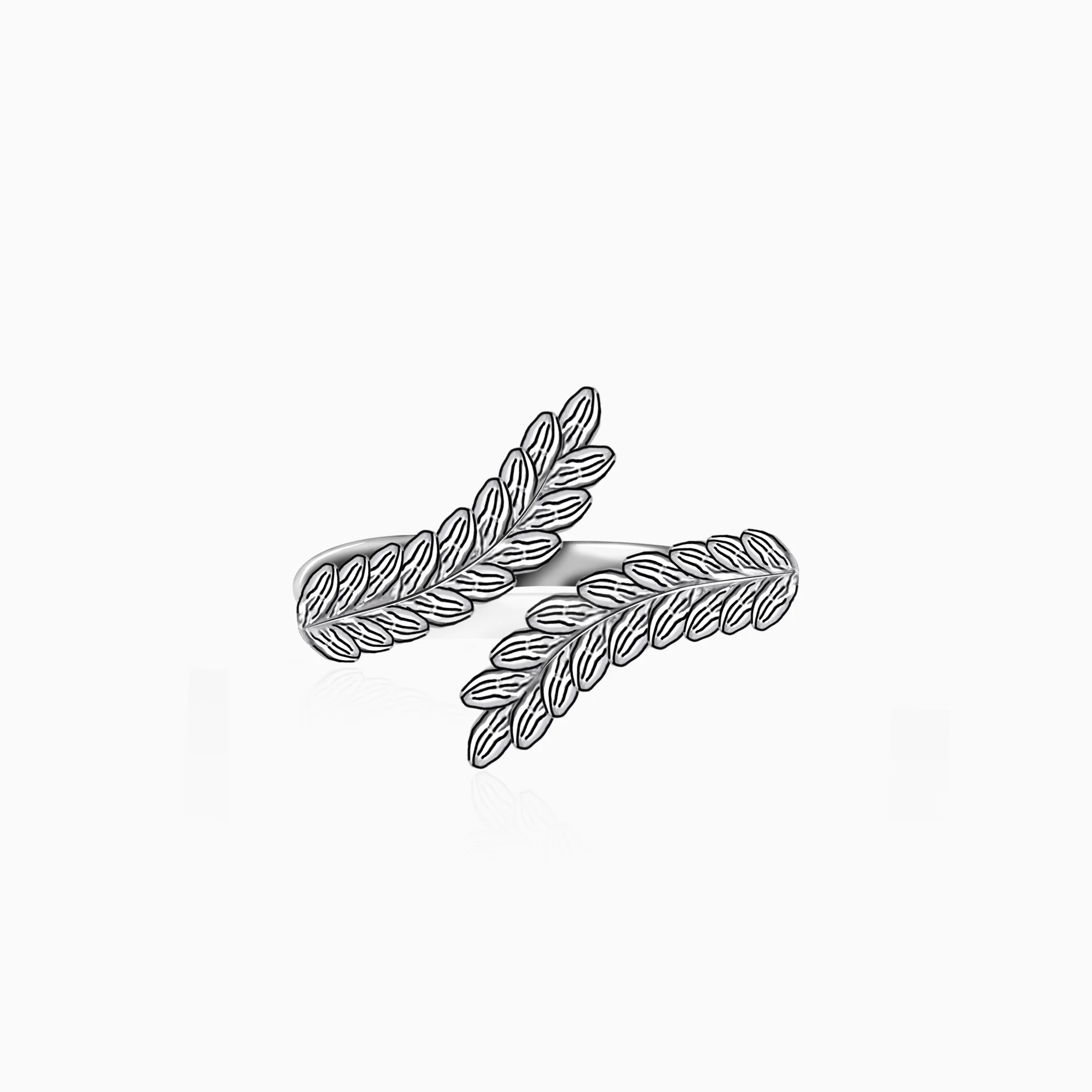 Silver Embrace Leaf Ring - Image 3