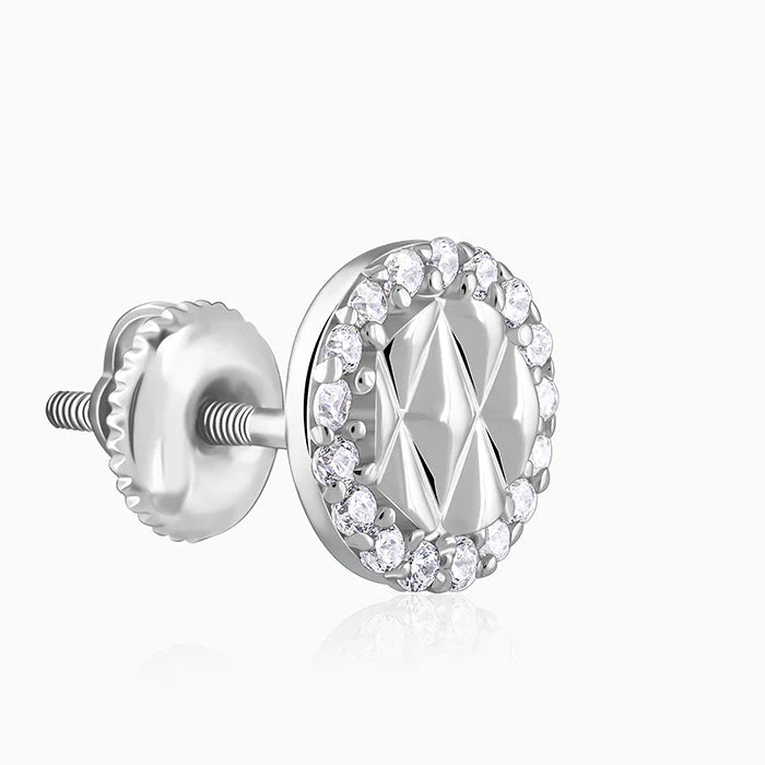 Silver Jacquard Stud For Him - Image 5