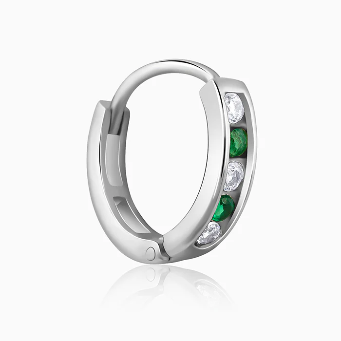 Silver Emerald Aura Nose Ring - Image 4