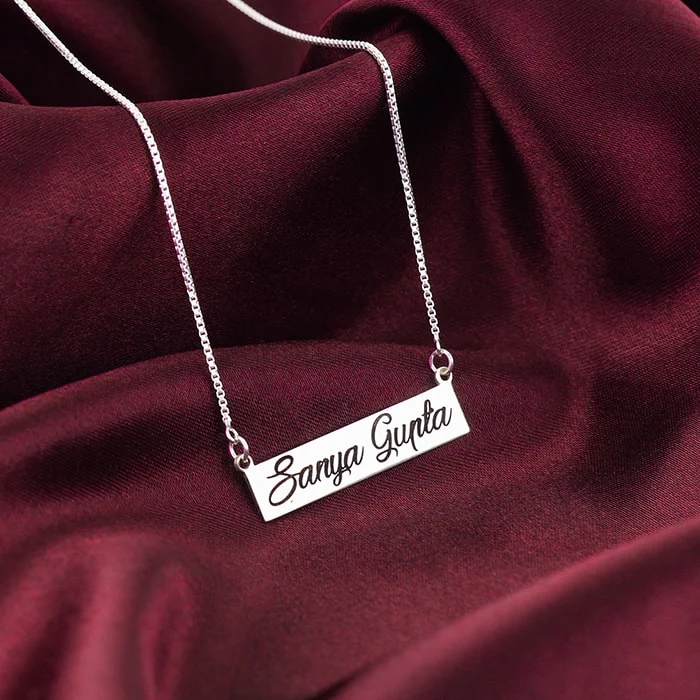 Silver Engraved Pendant with Box Chain - Image 2