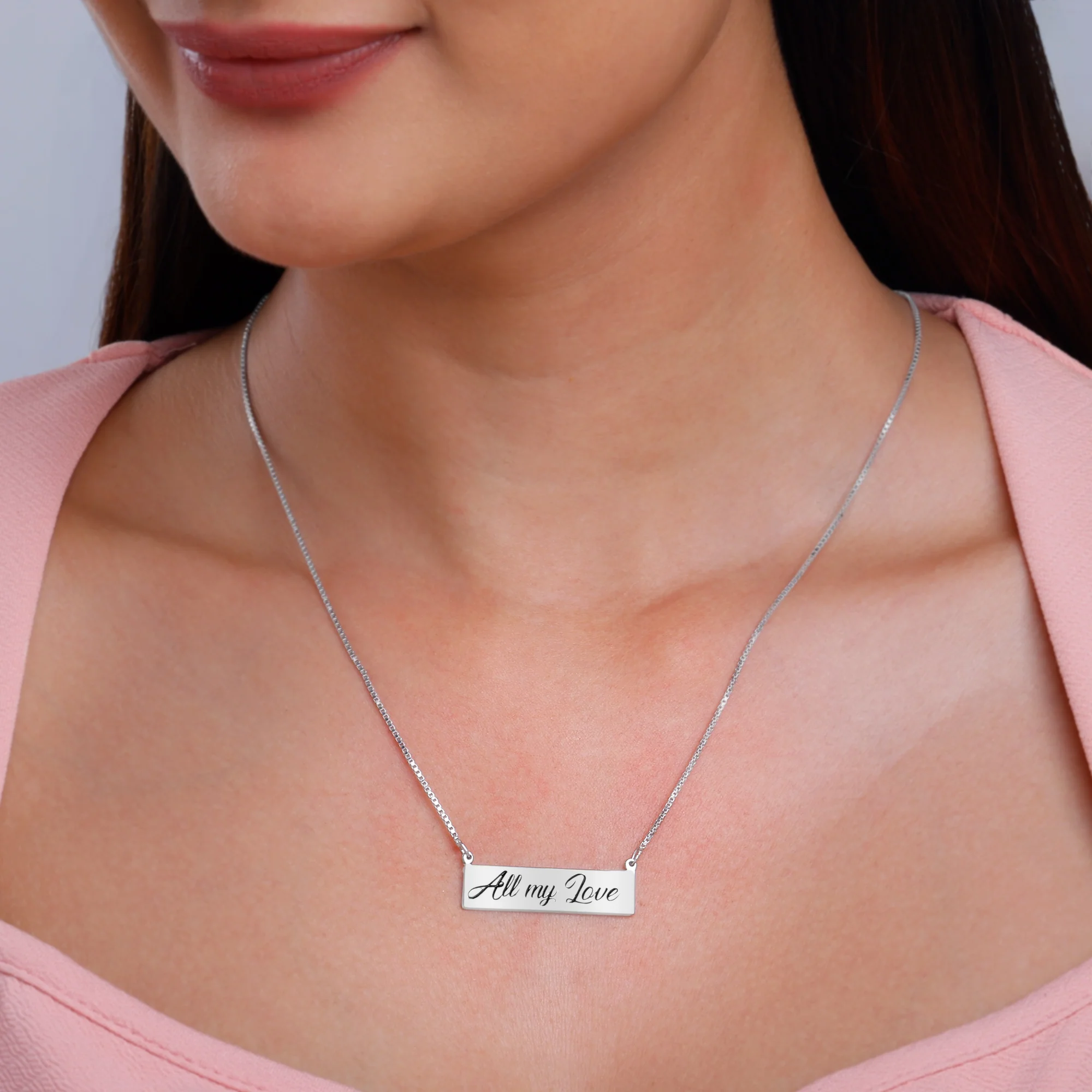 Silver Engraved Pendant with Box Chain - Image 5