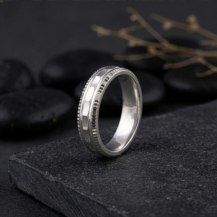 Silver Eterna Edge Band For Him - Image 2