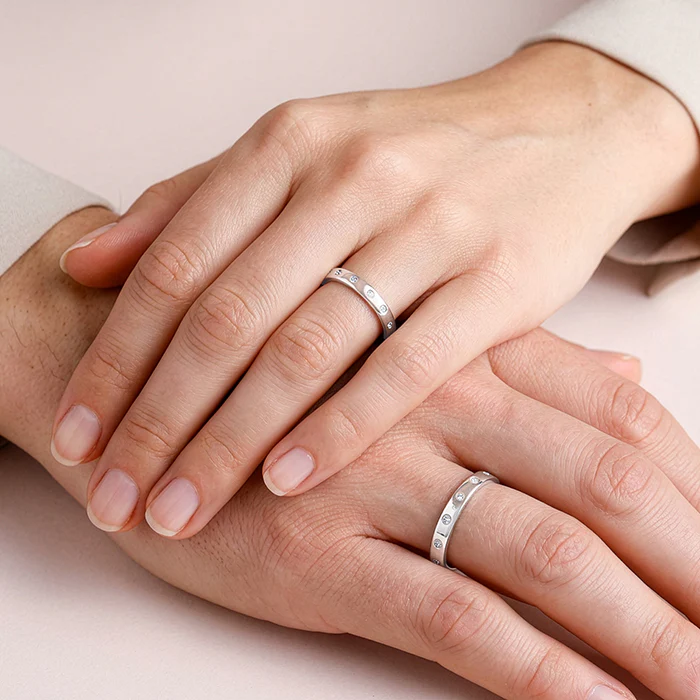 Silver Evermine Couple Bands - Image 3