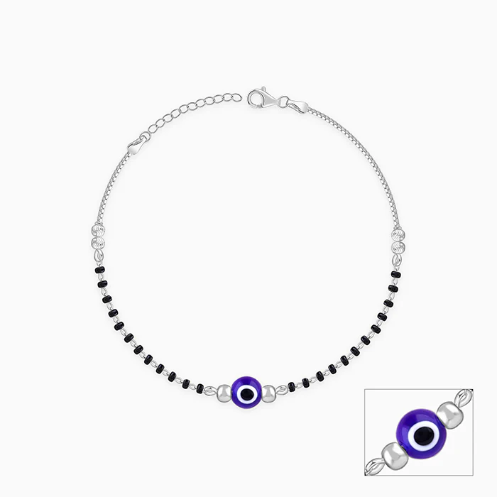 Silver Evil Eye Anklet - Image 3