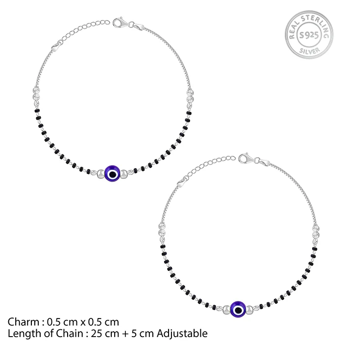 Silver Evil Eye Anklet - Image 4