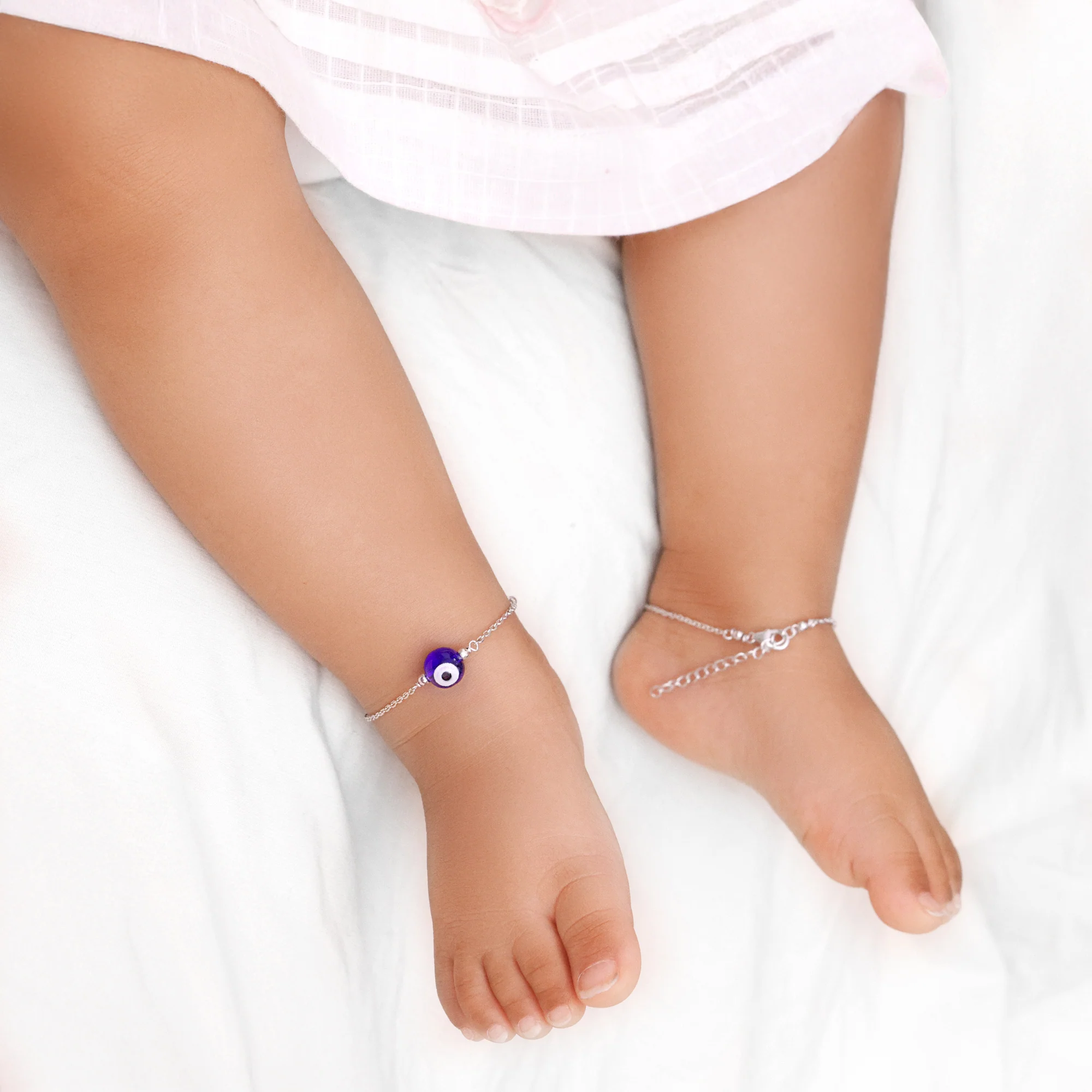 Silver Evil Eye Cutie Kids Anklet - Image 3
