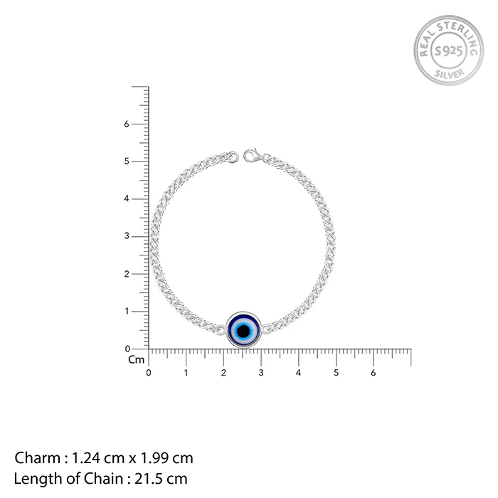 Silver Evil Eye Style Bracelet For Him - Image 4