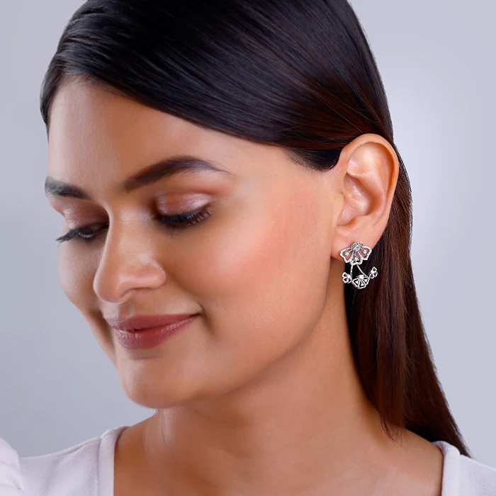 Silver Eyebright Convertible Earrings - Image 6