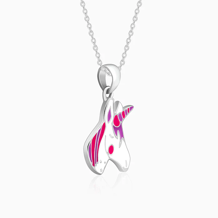 Silver Fairy Unicorn Kids Pendant With Link Chain - Image 4