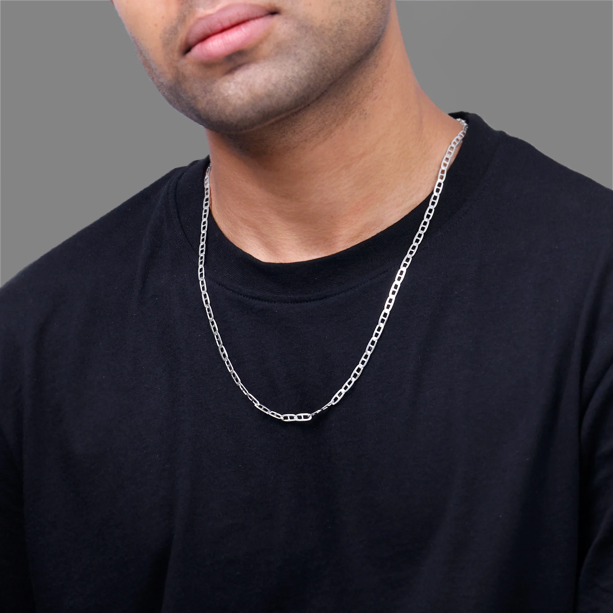 Silver Flat Mariner Chain For Him - Image 3
