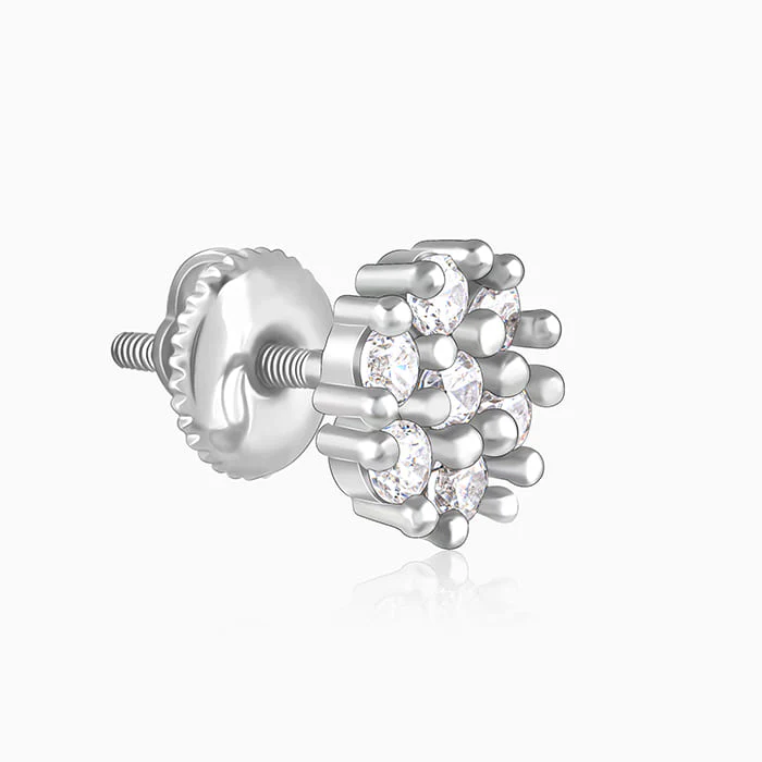 Silver Floral Elegant Earrings - Image 4