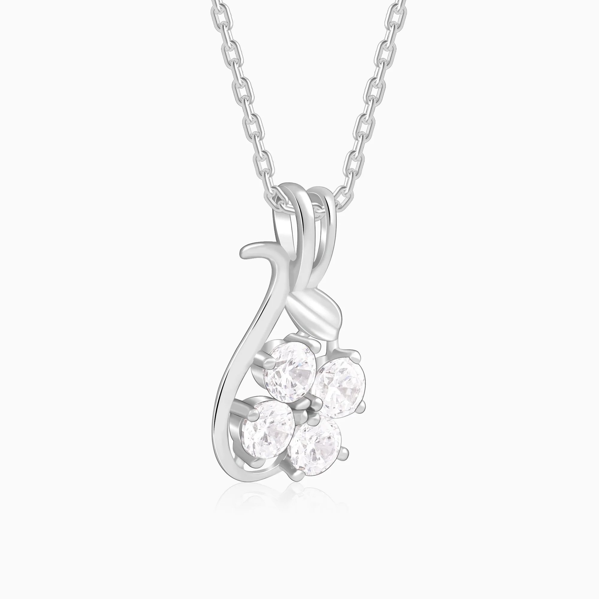 Silver Floral Hug Pendant With Link Chain - Image 4