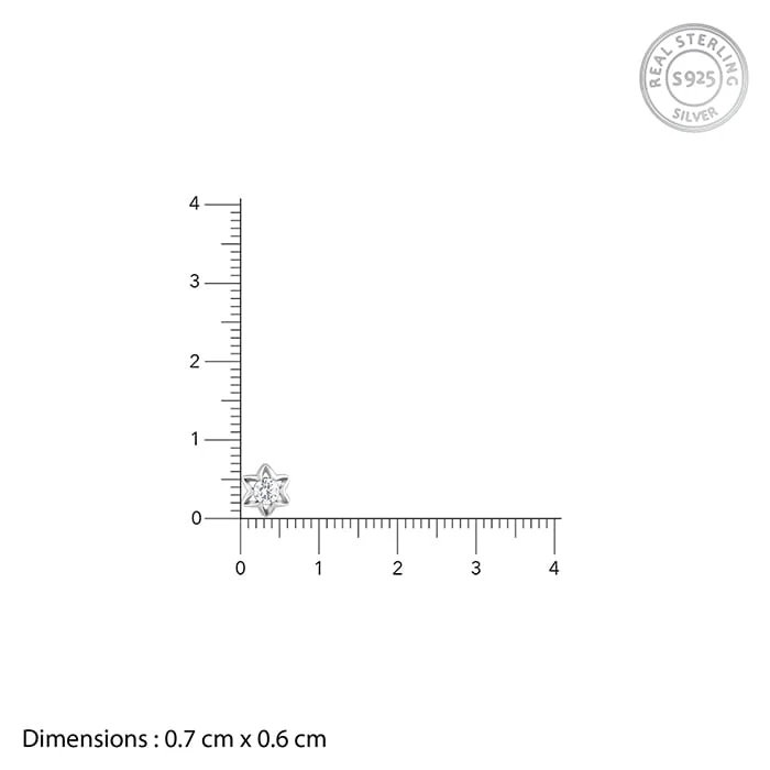 Silver Flower Star Stud Earrings - Image 5
