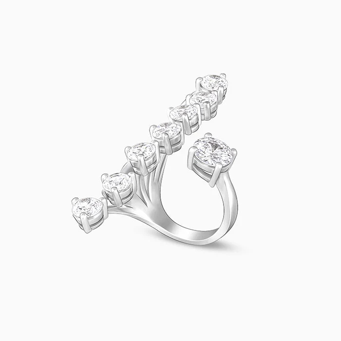 Silver Forever Sparkle Statement Ring - Image 4