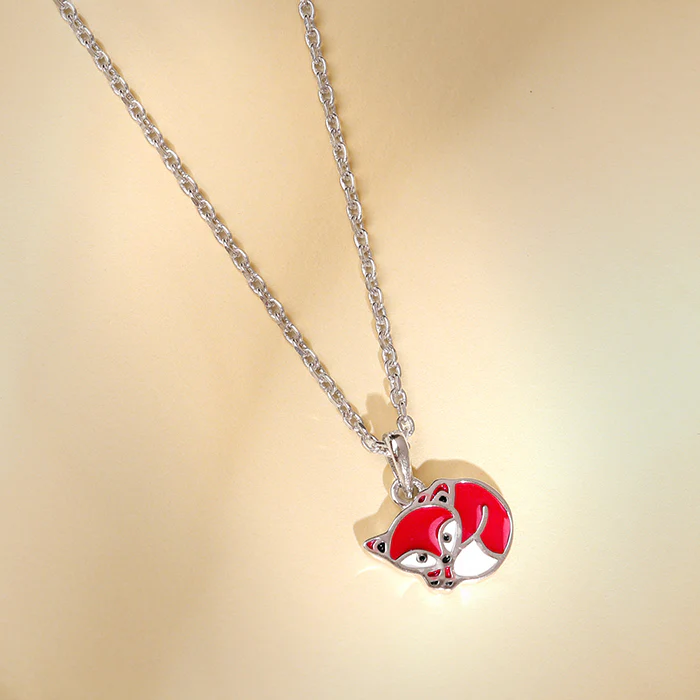 Silver Foxy Kids Pendant with Link Chain - Image 2