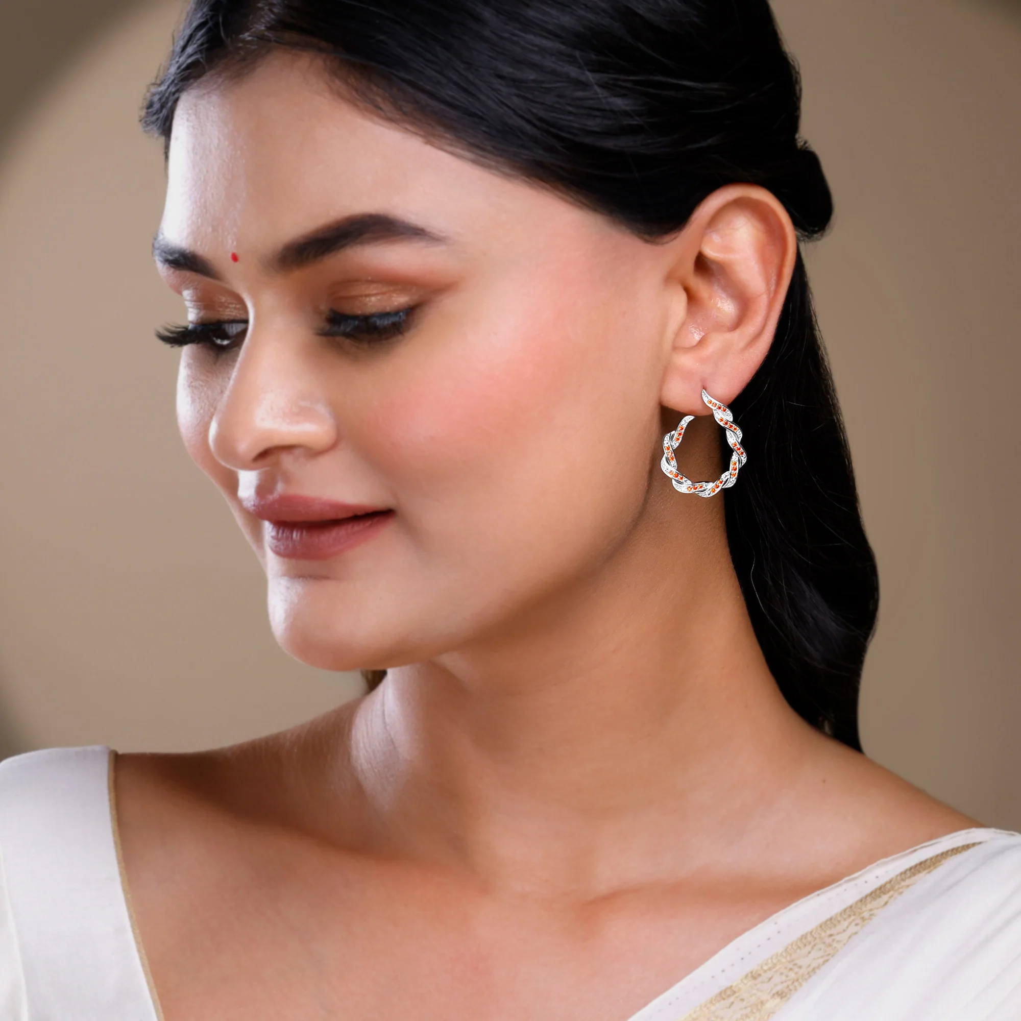 Silver Gaia Hoop Earrings - Image 3